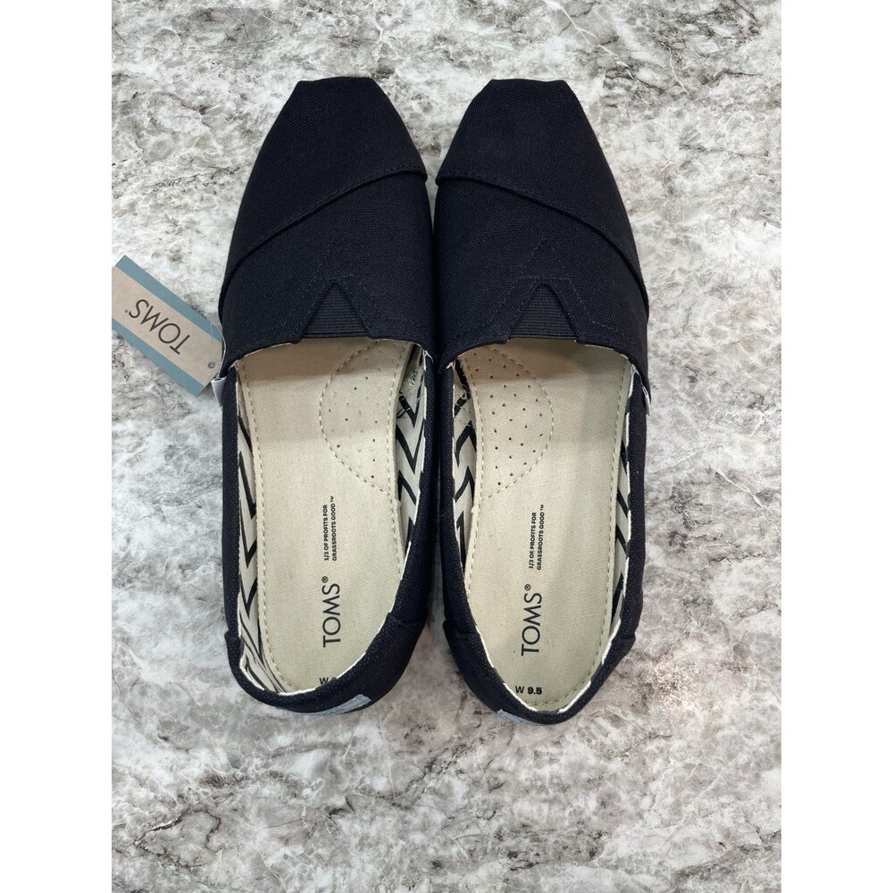 TOMS Women's Alpargata Classic Canvas Shoes-Size 9.5 Black-New- Fast Shipping - Picture 5 of 8